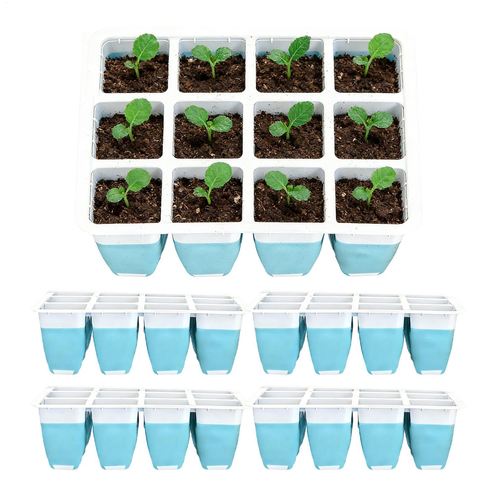 Indoor Garden Kit - 5팩 실리콘 묘목 트레이 60구 재사용