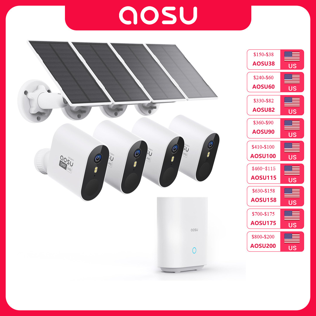 Garden Camera - AOSU 5MP 태양광 카메라 시스템 야외